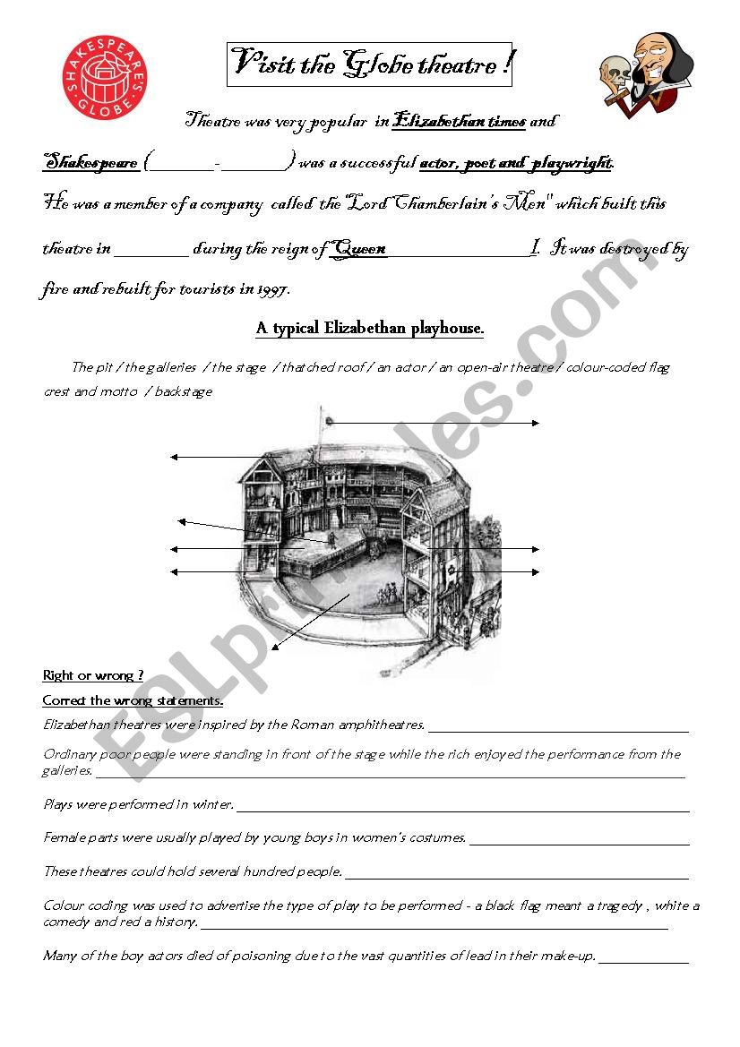 Visit the Globe Theatre! worksheet