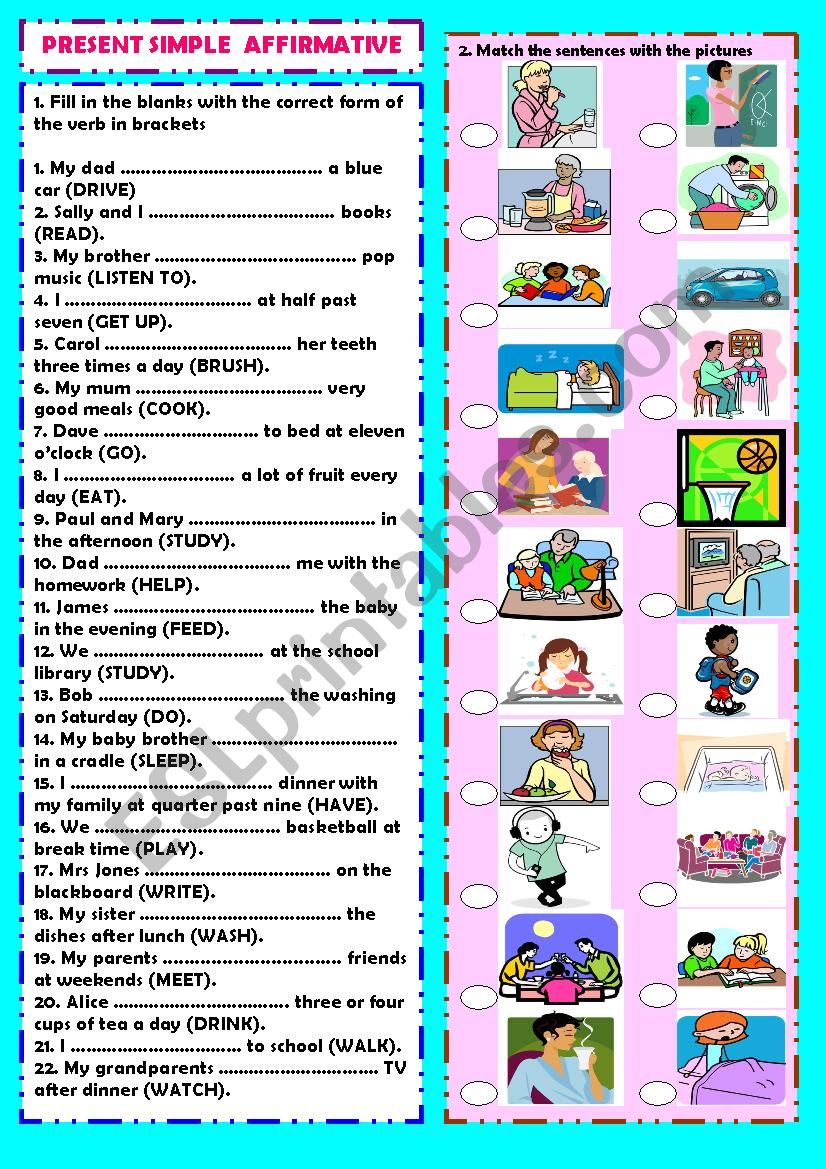 Present Simple: affirmative worksheet