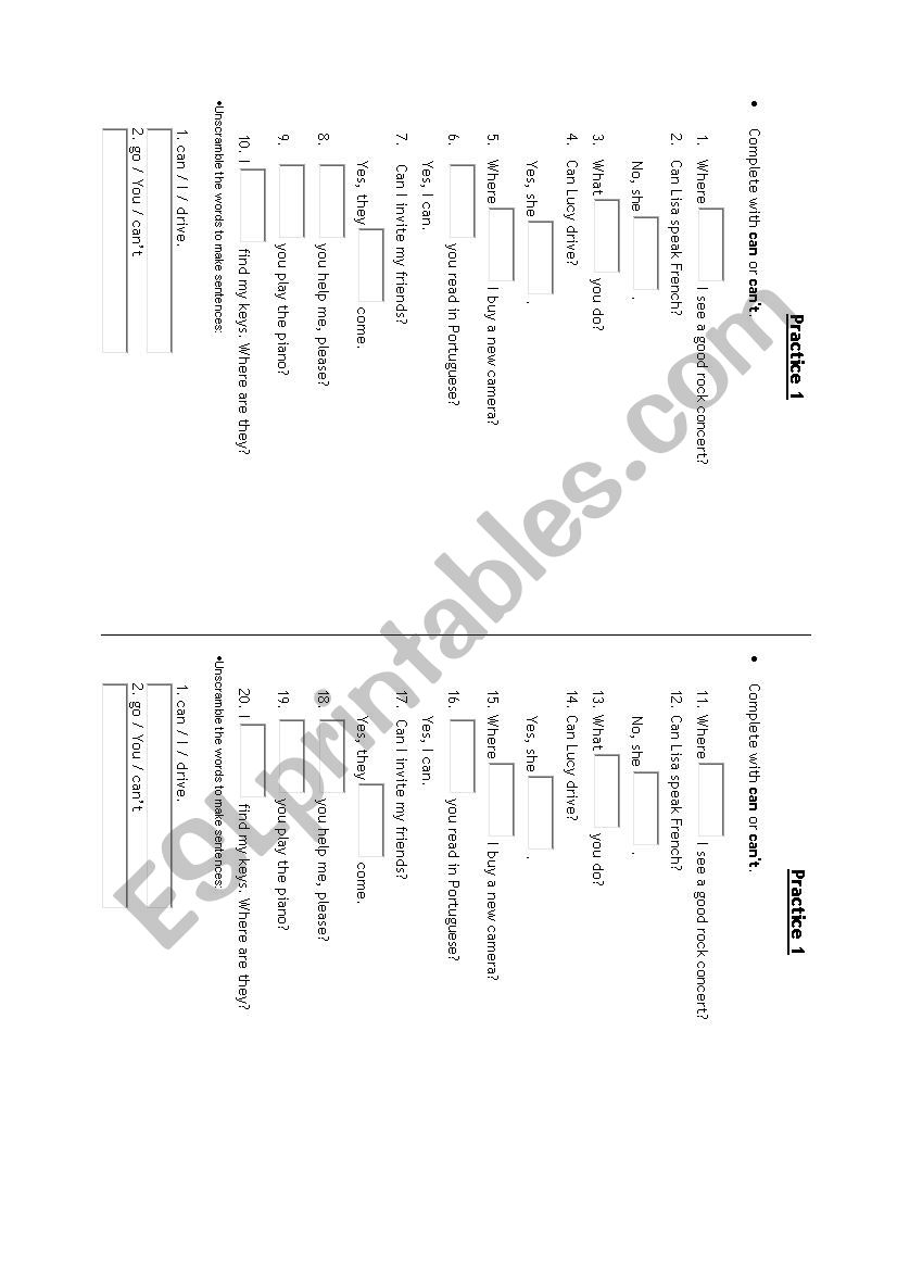Verbo Can worksheet