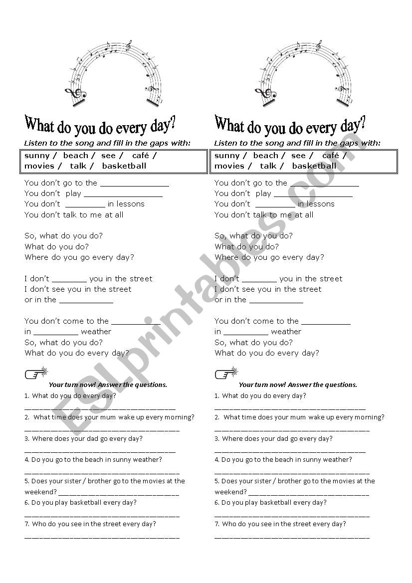 WHAT DO YOU DO EVERY DAY? worksheet