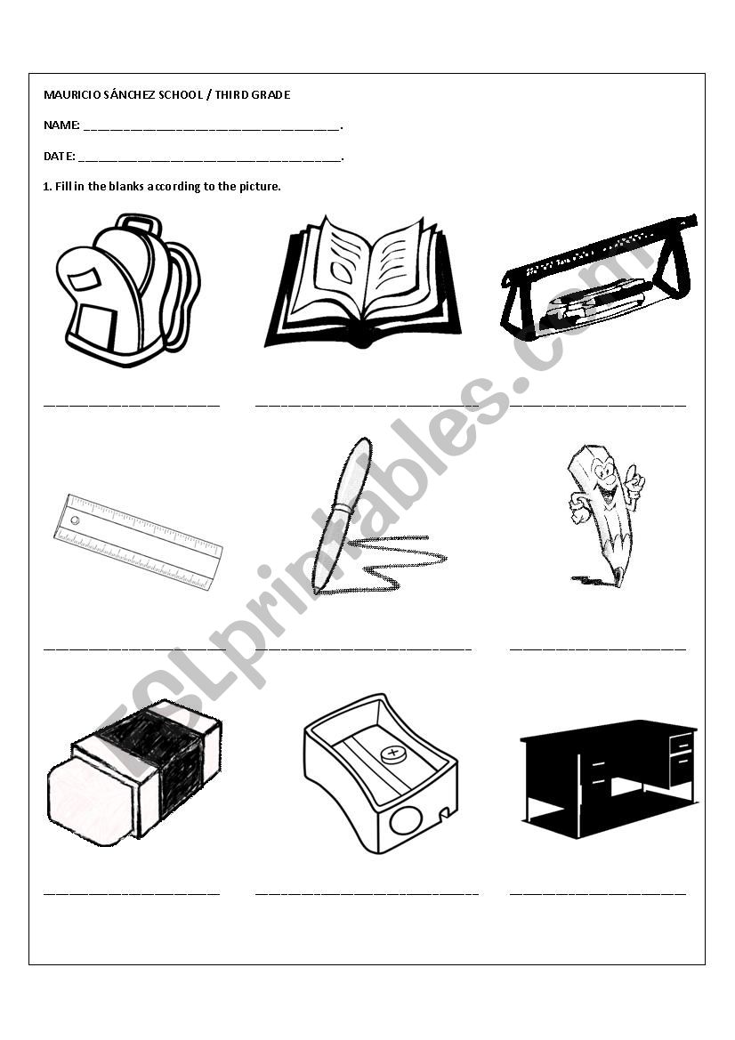 CLASSROOM OBJECTS  worksheet