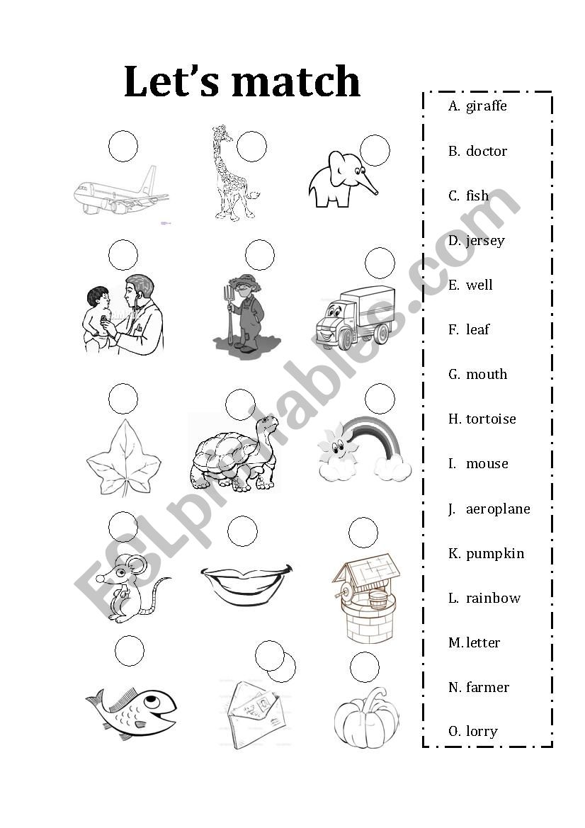 Lets match worksheet