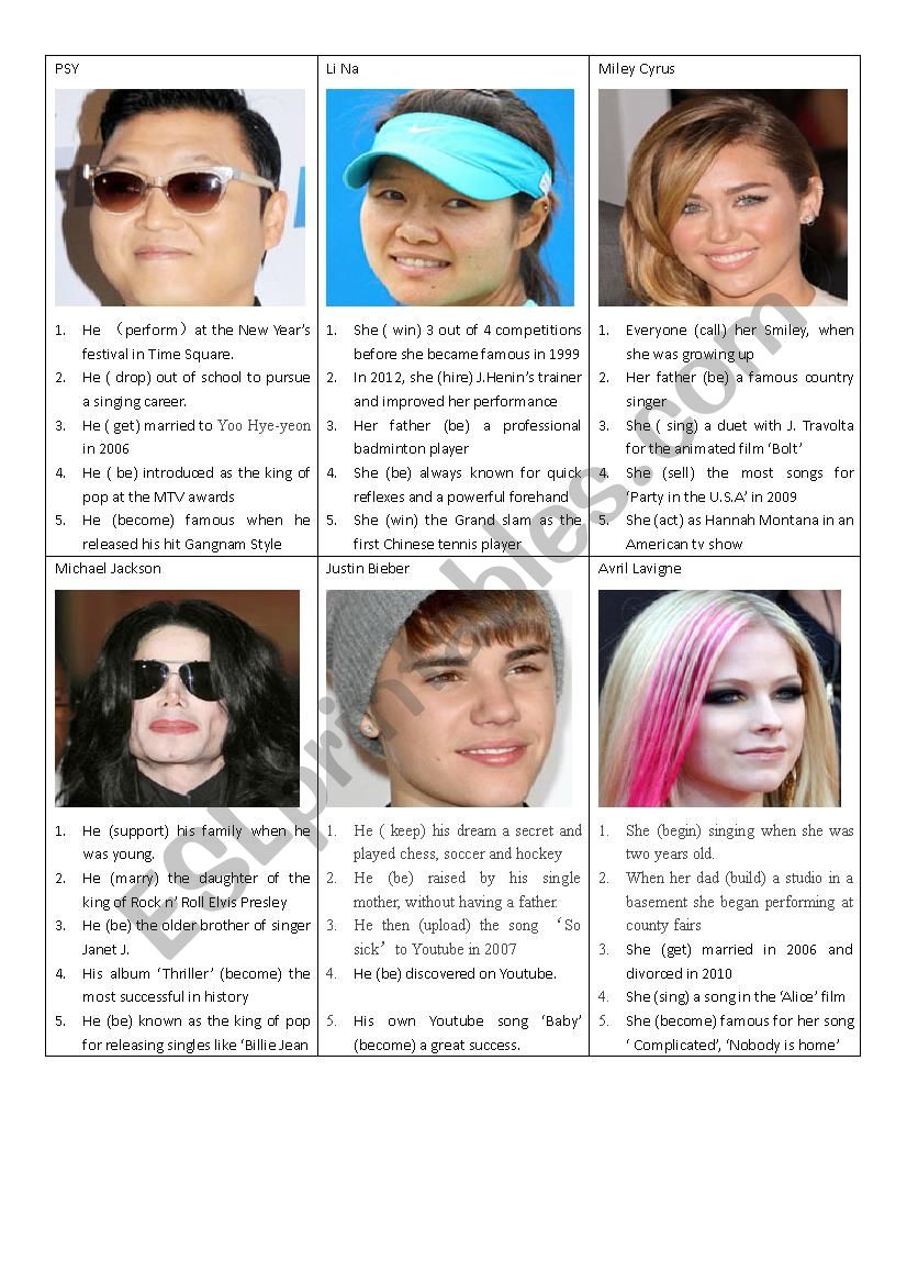 guessing famous people  worksheet