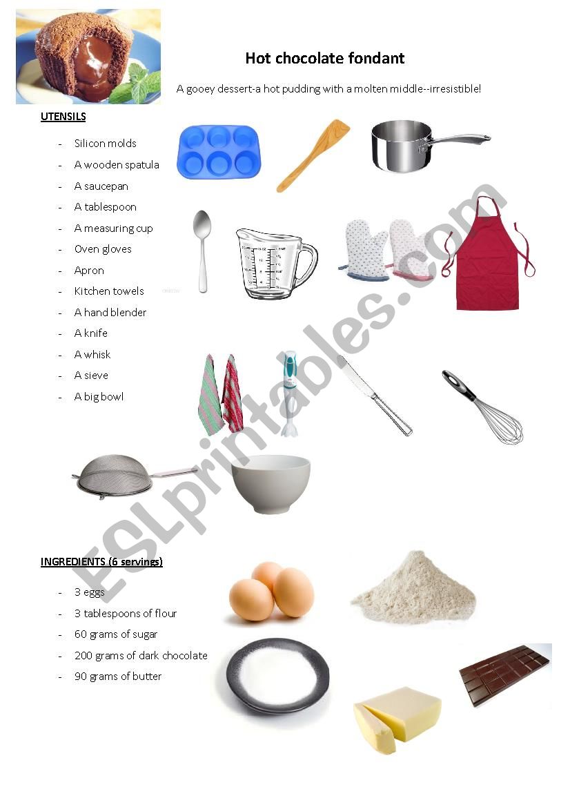 CLIL - cooking worksheet