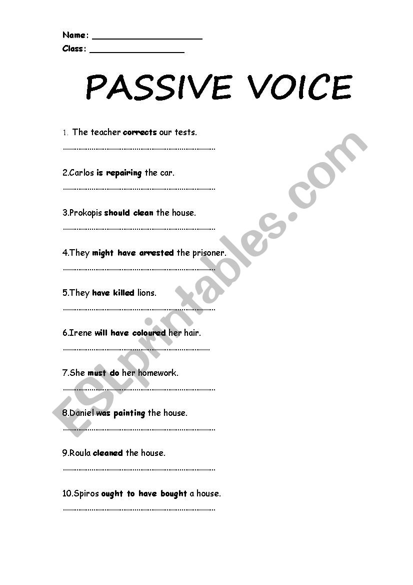 passive voice worksheet