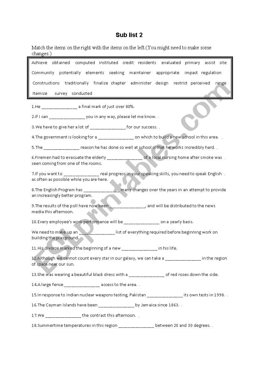 fill in the gap(vocabulary) worksheet
