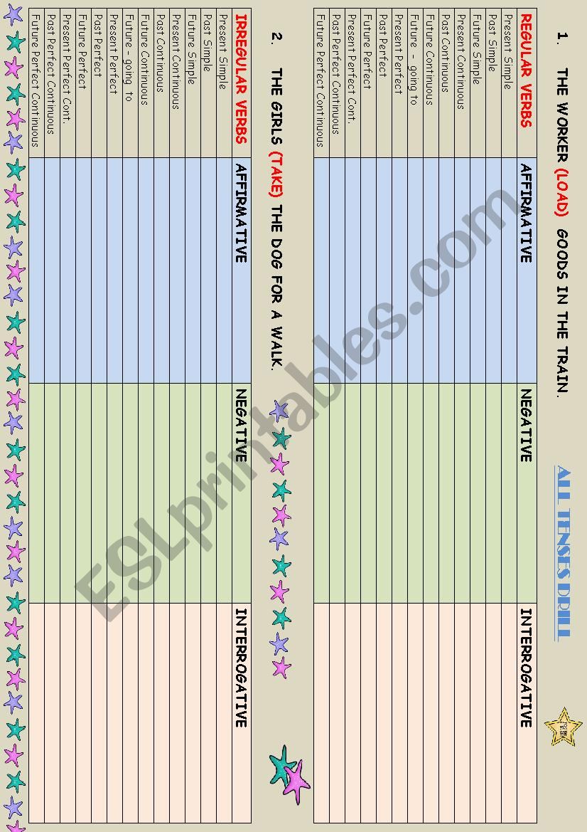 ALL TENSES DRILL worksheet