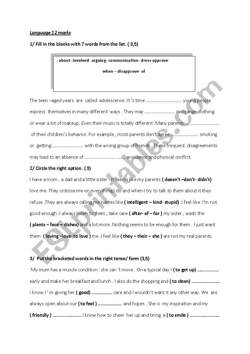 language worksheet