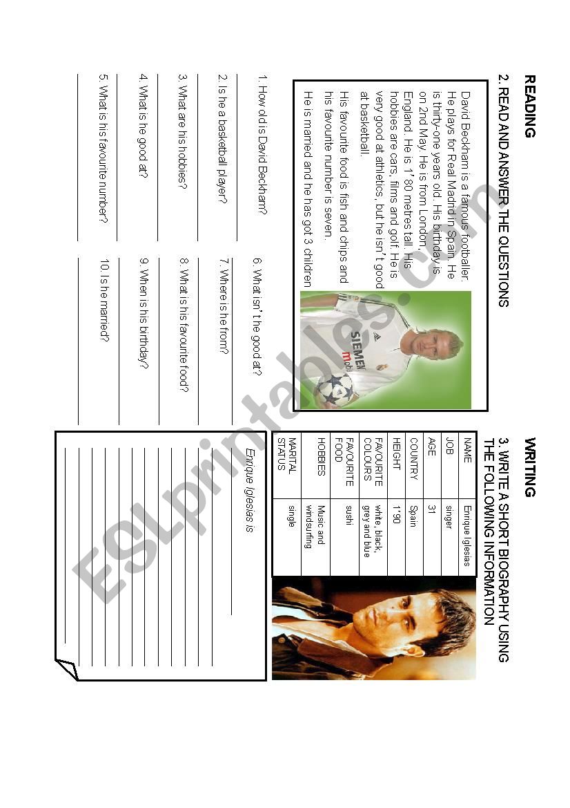 personal information worksheet