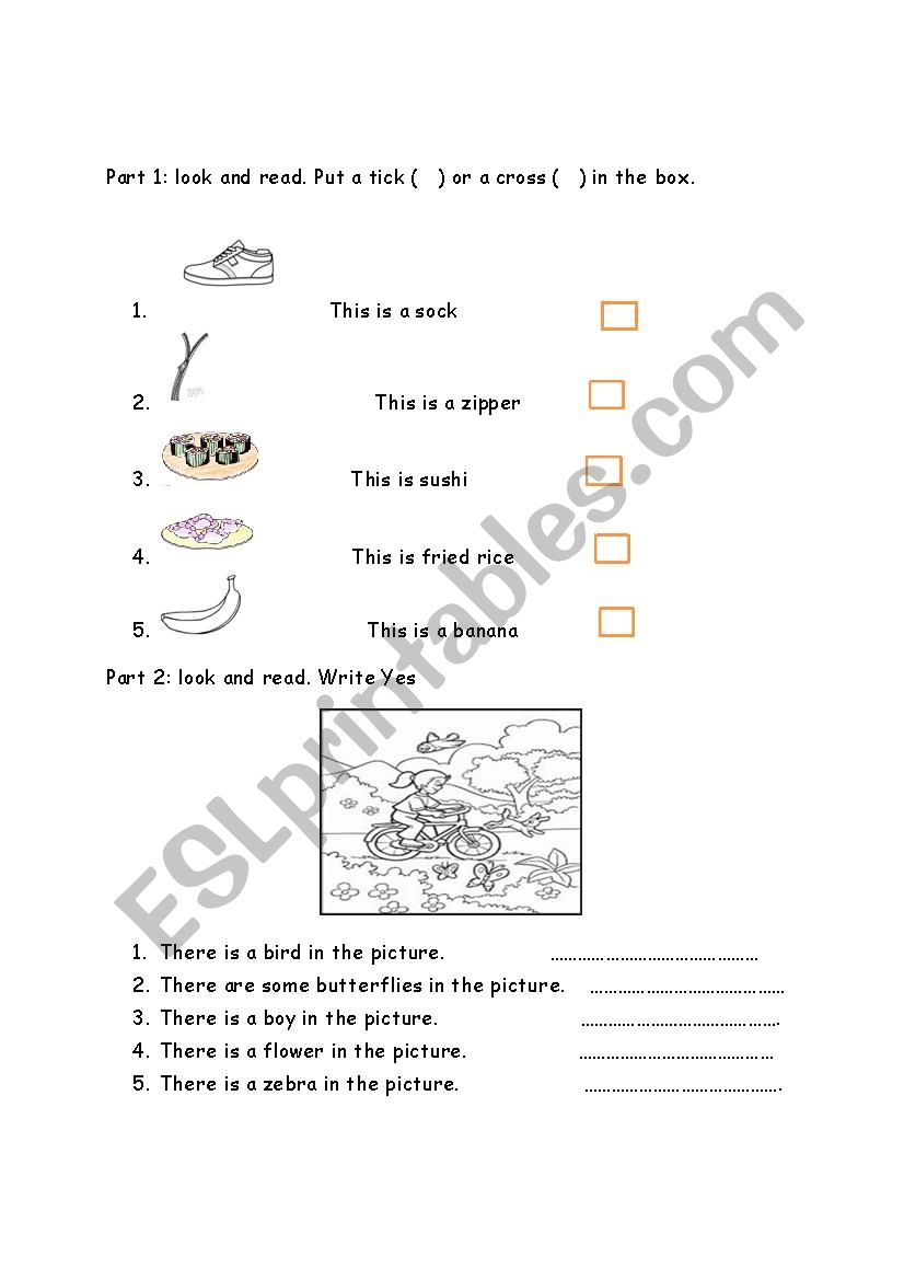 starters test worksheet