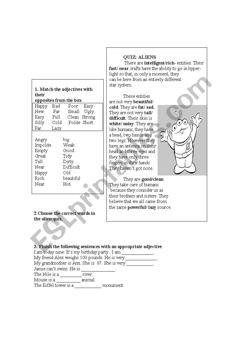 Practice with adjectives worksheet