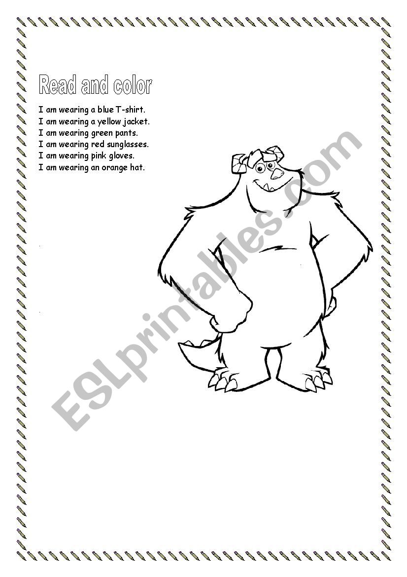 Clothes activity read and color