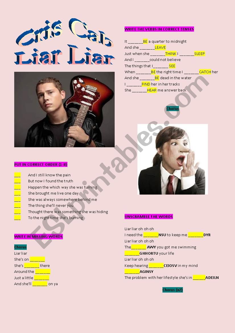 CRIS CAB LIAR LIAR worksheet