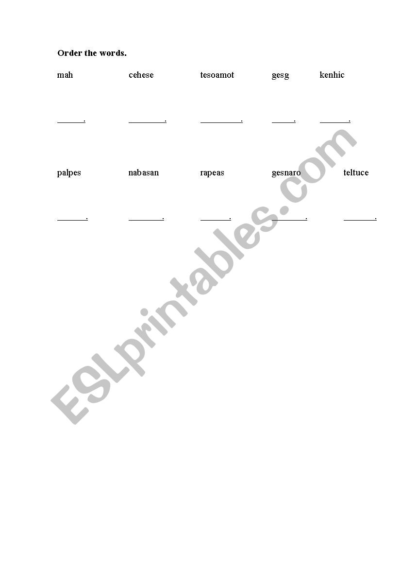 Fruits worksheet