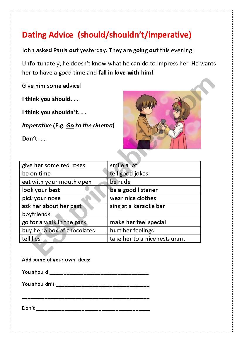 Dating advice worksheet