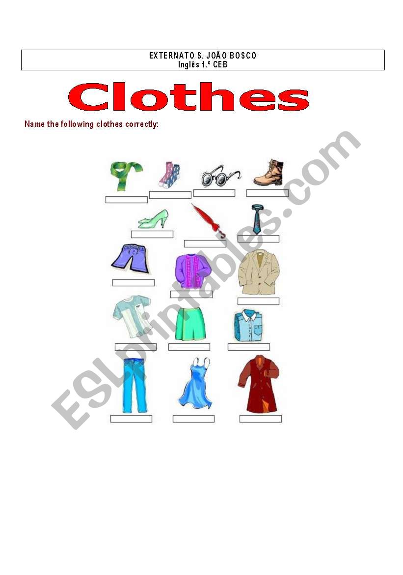 Clothes worksheet