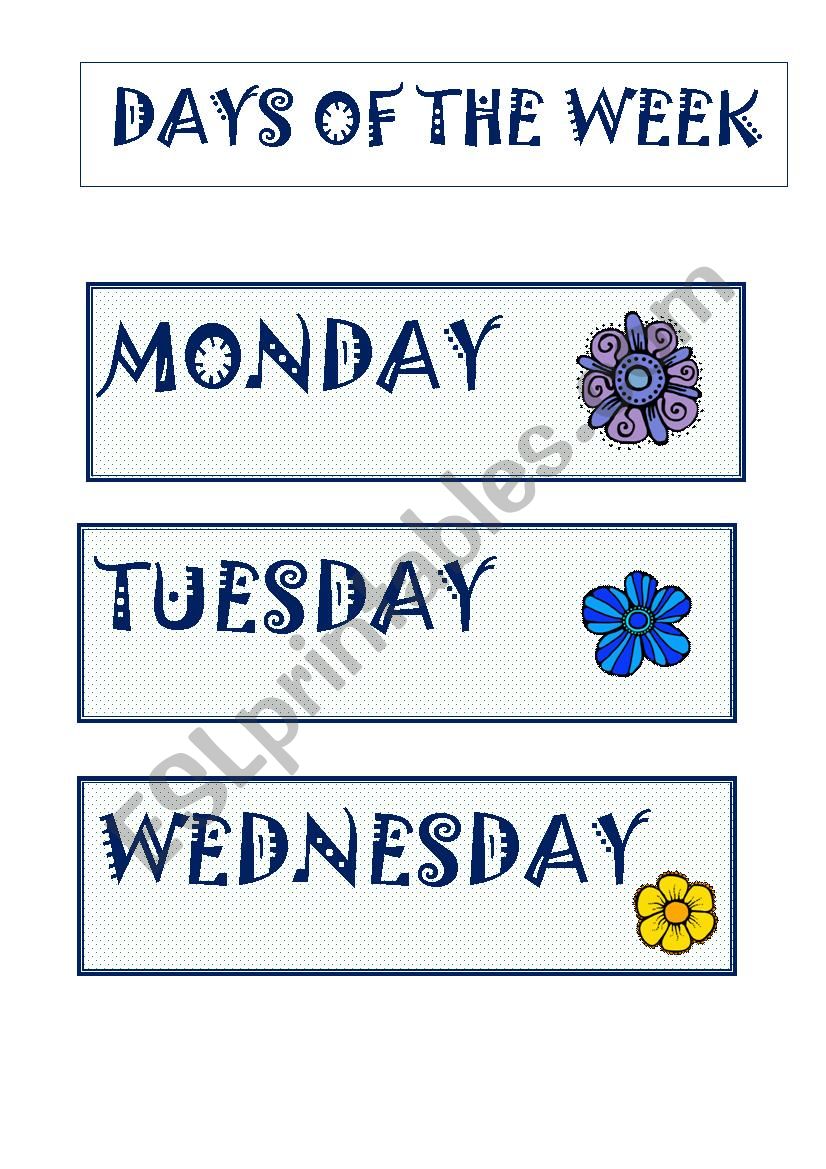 Days of the week worksheet