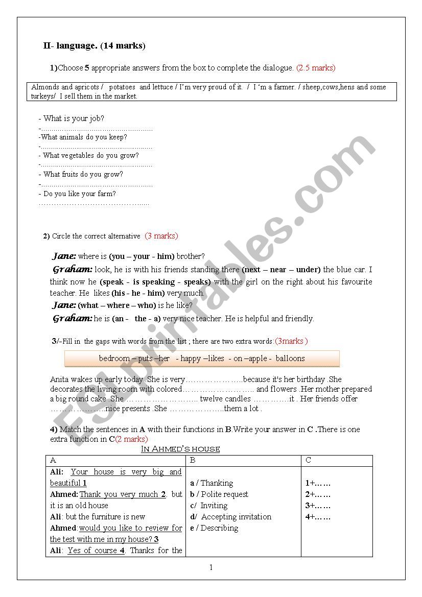 mid term 2 test language section