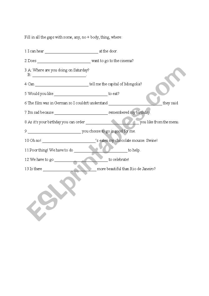 indefinite pronouns worksheet