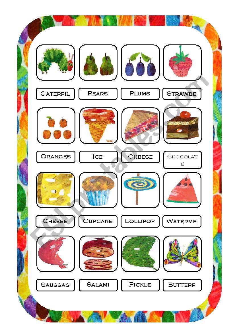 The very hungry caterpillar worksheet