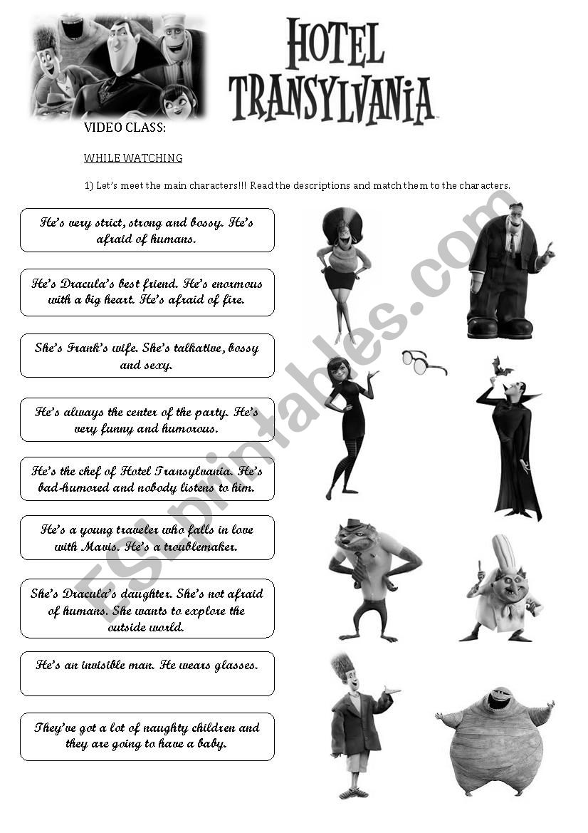 Hotel Transylvania worksheet