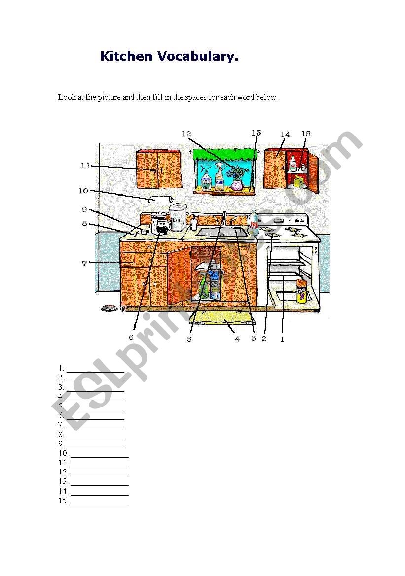 Kitchen Vocabulary worksheet