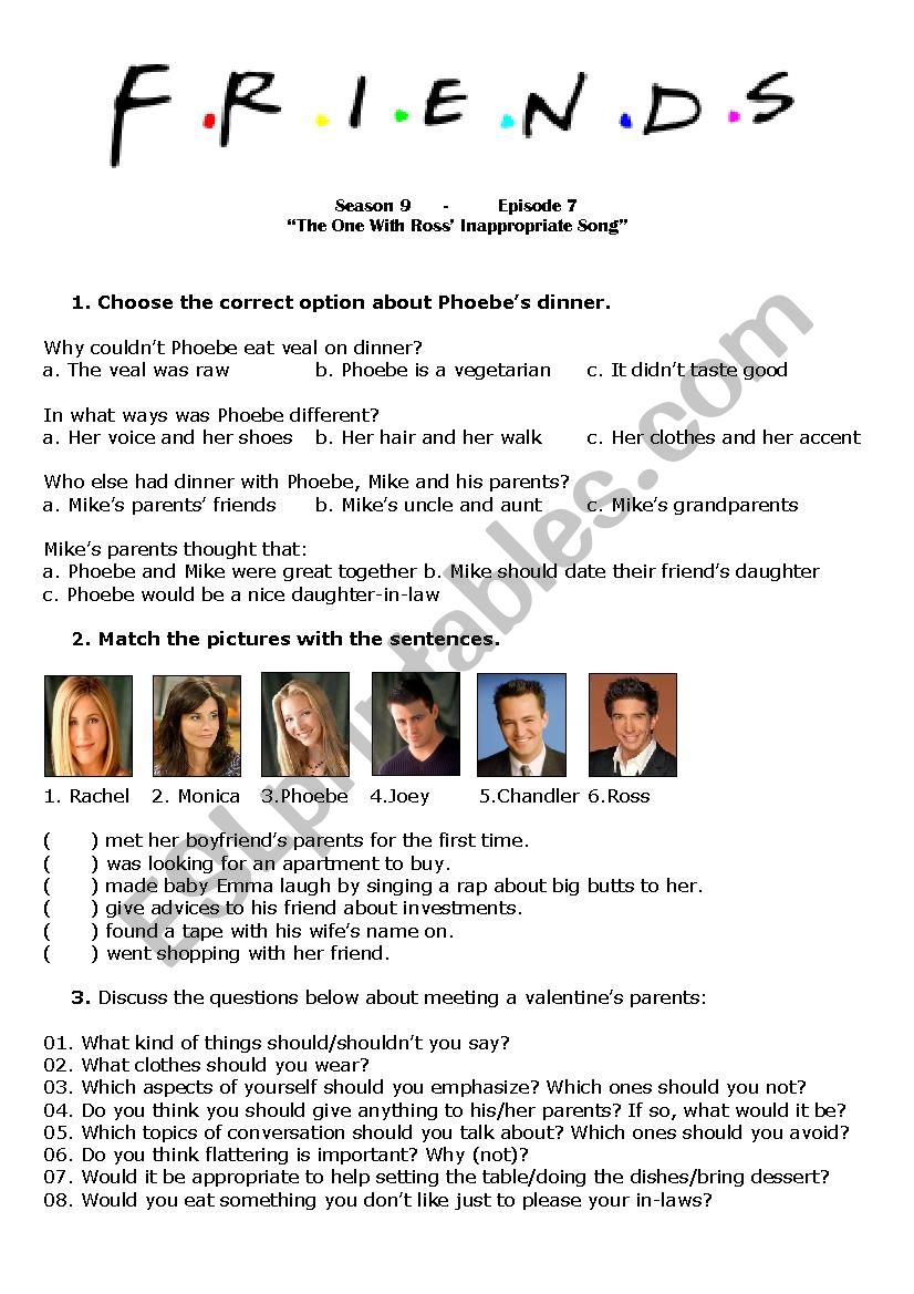 Friends The One With Ross Inappropriate Song