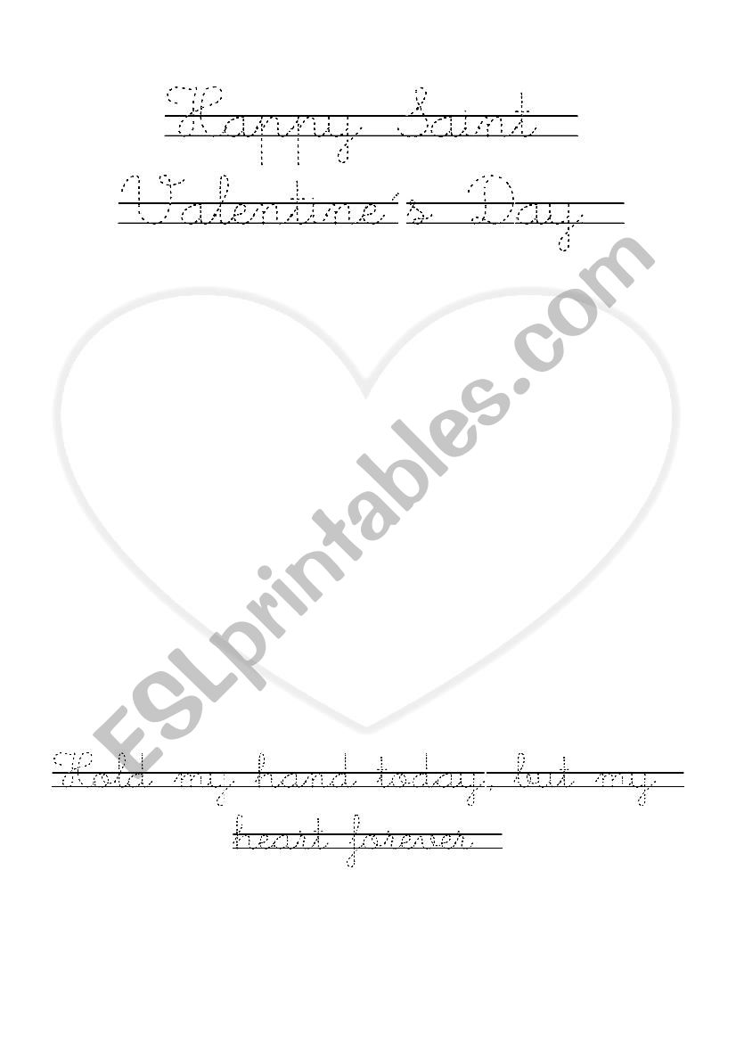 Saint valentines worksheet