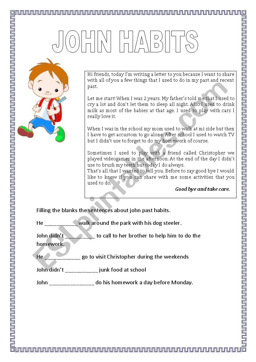 John Past Habits worksheet