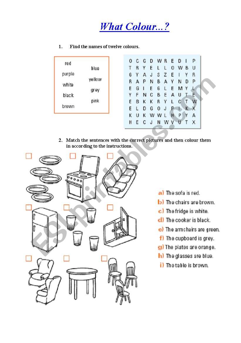 Colours worksheet