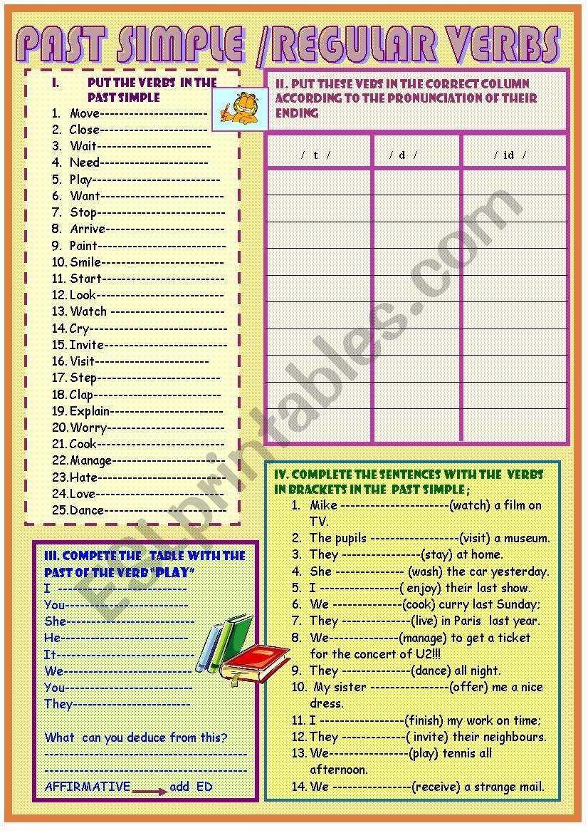 past simple: regular verbs worksheet