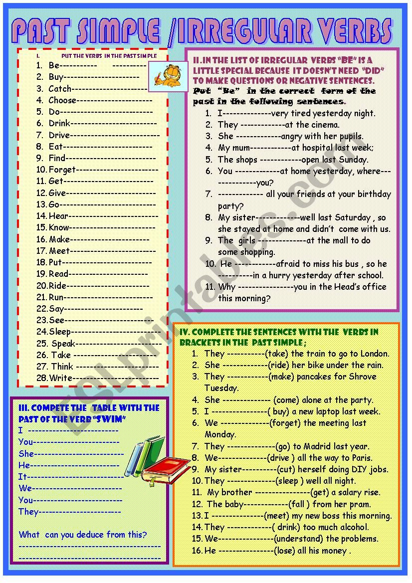 past simple: Irregular verbs worksheet