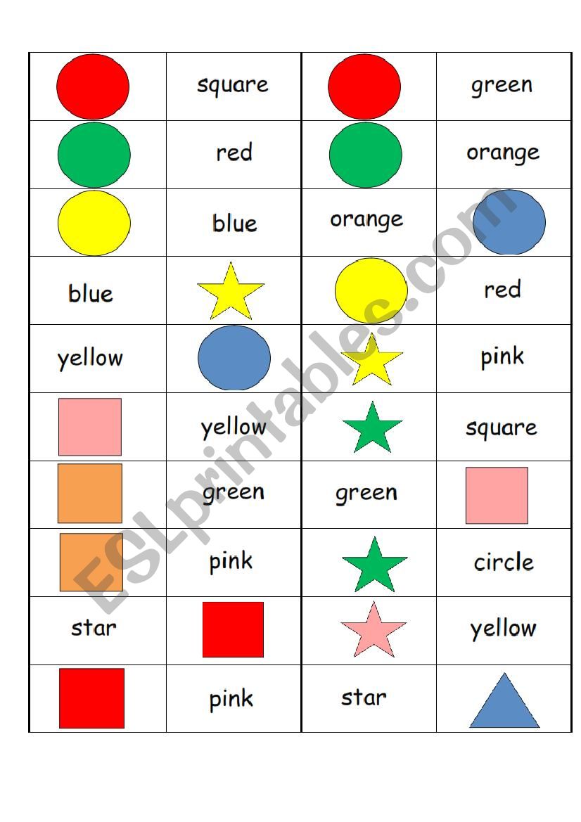 Colours & Shapes Dominoes worksheet