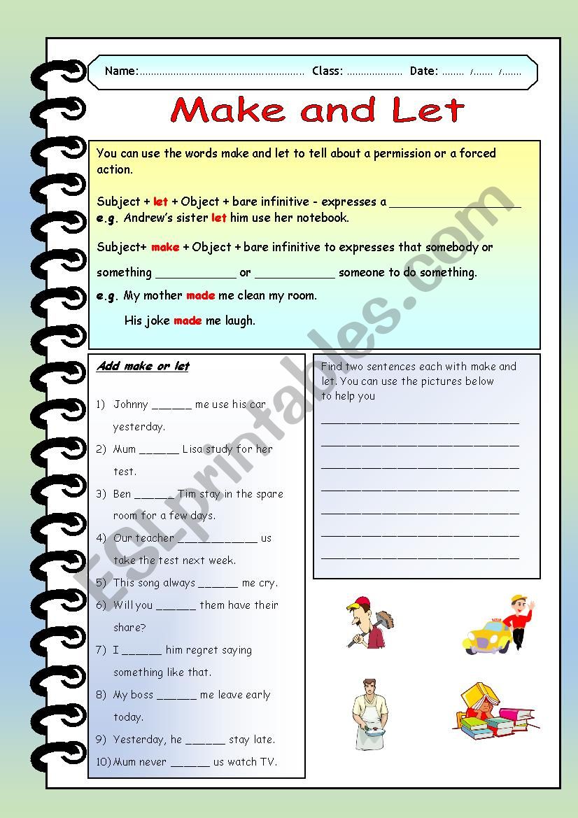 Make and Let - Grammar-guide and exercises