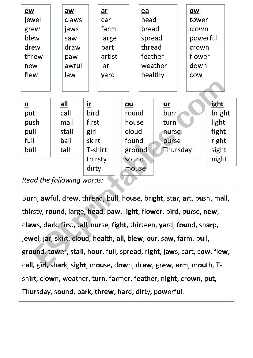 Phonemes practice worksheet