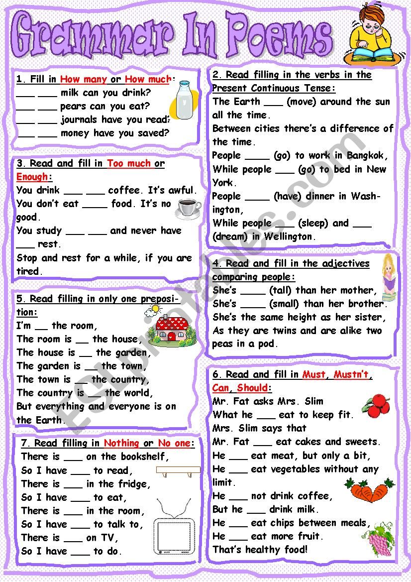 Grammar In Poems worksheet