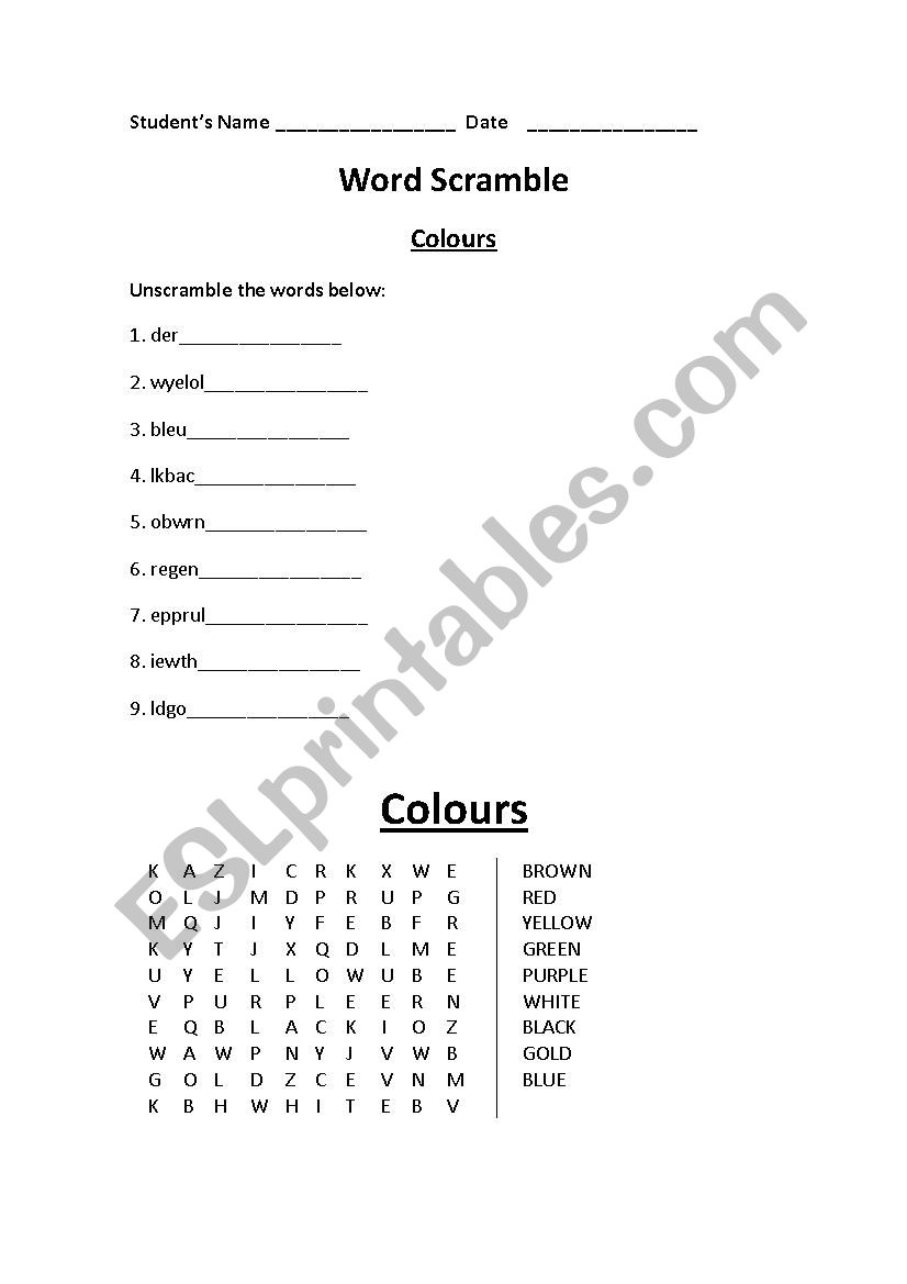World Scramble worksheet