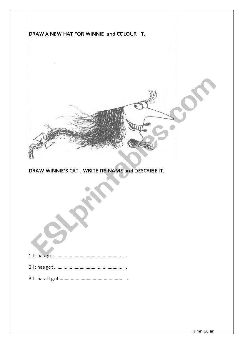 DRAW A NEW HAT FOR WINNIE worksheet