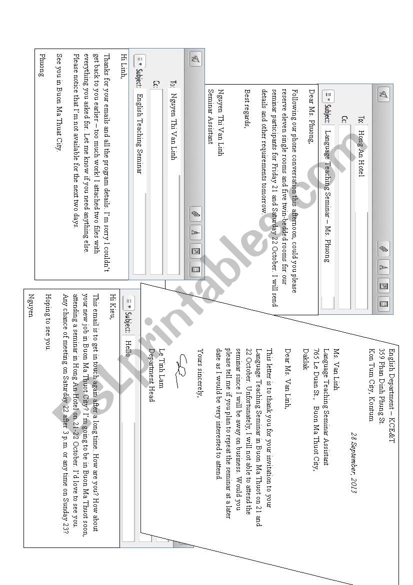 Letters and Emails - Writing worksheet