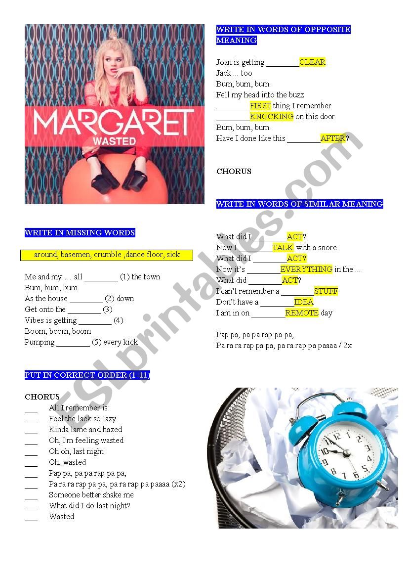 MARGARET WASTED worksheet
