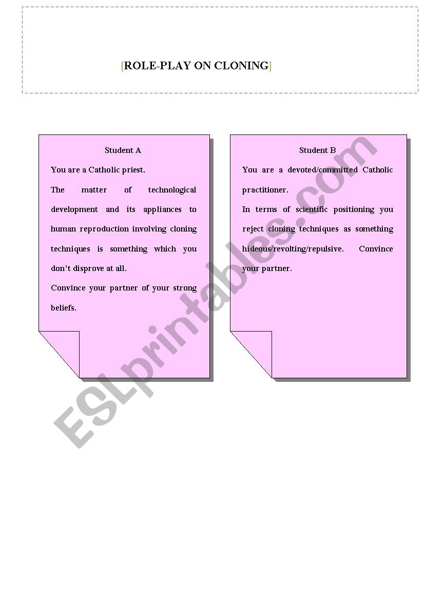 Role_Play on CLONING worksheet