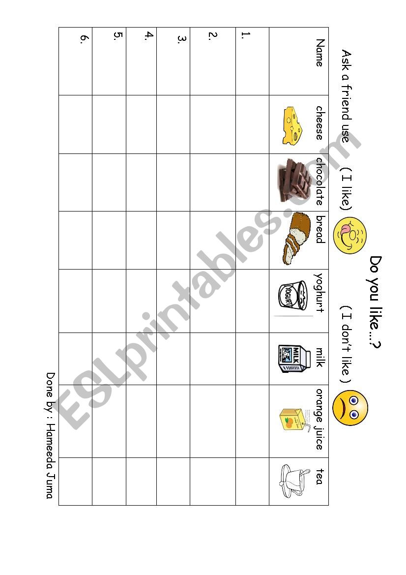 food and drinks worksheet