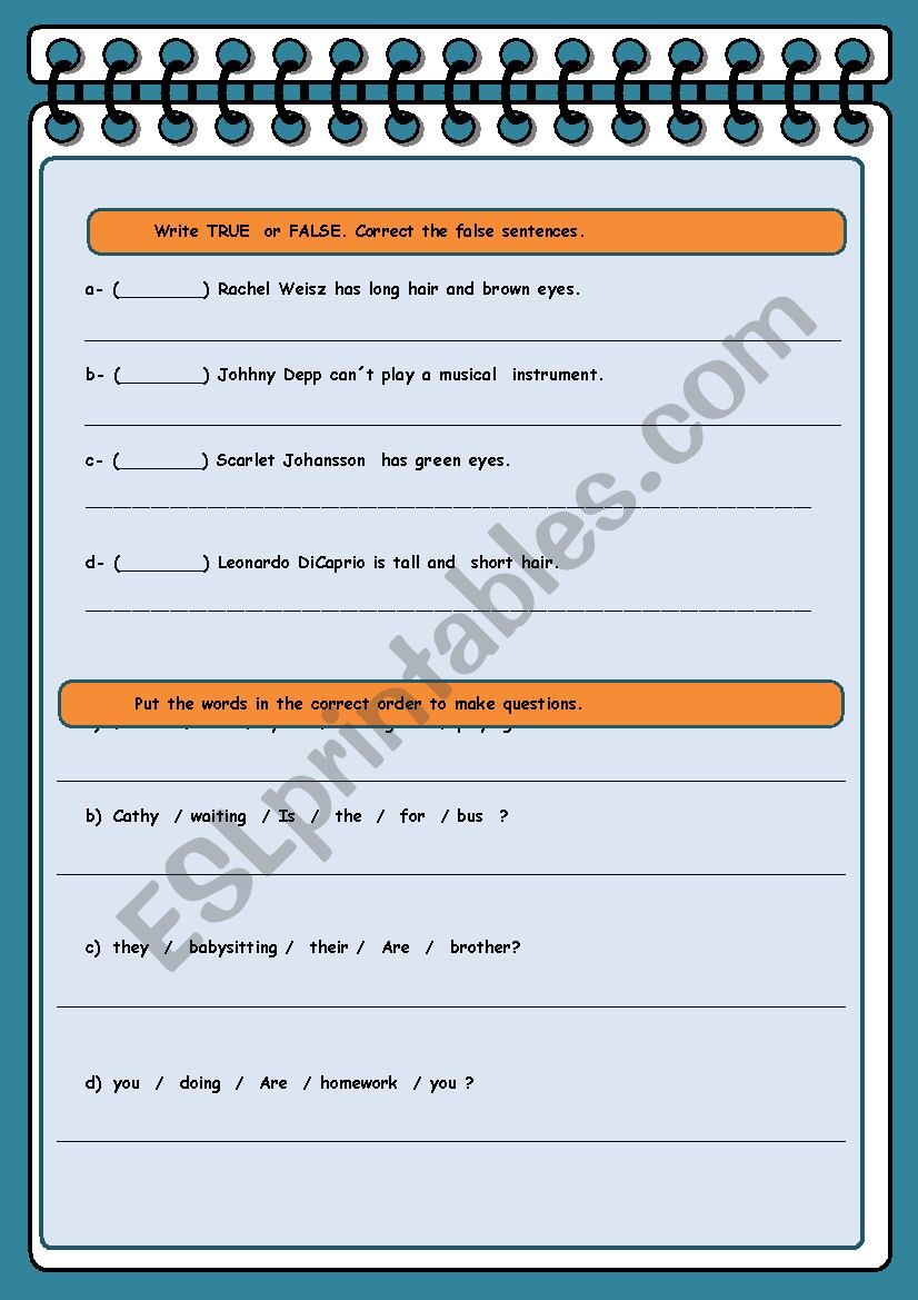 Text comprehension worksheet