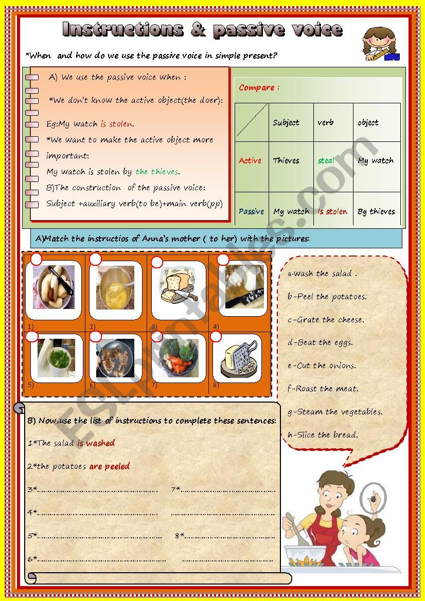 Instructions & passive voice worksheet