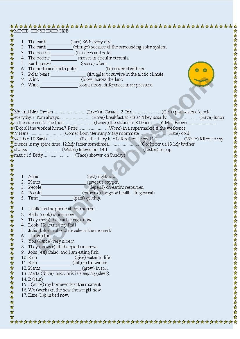 Tenses worksheet