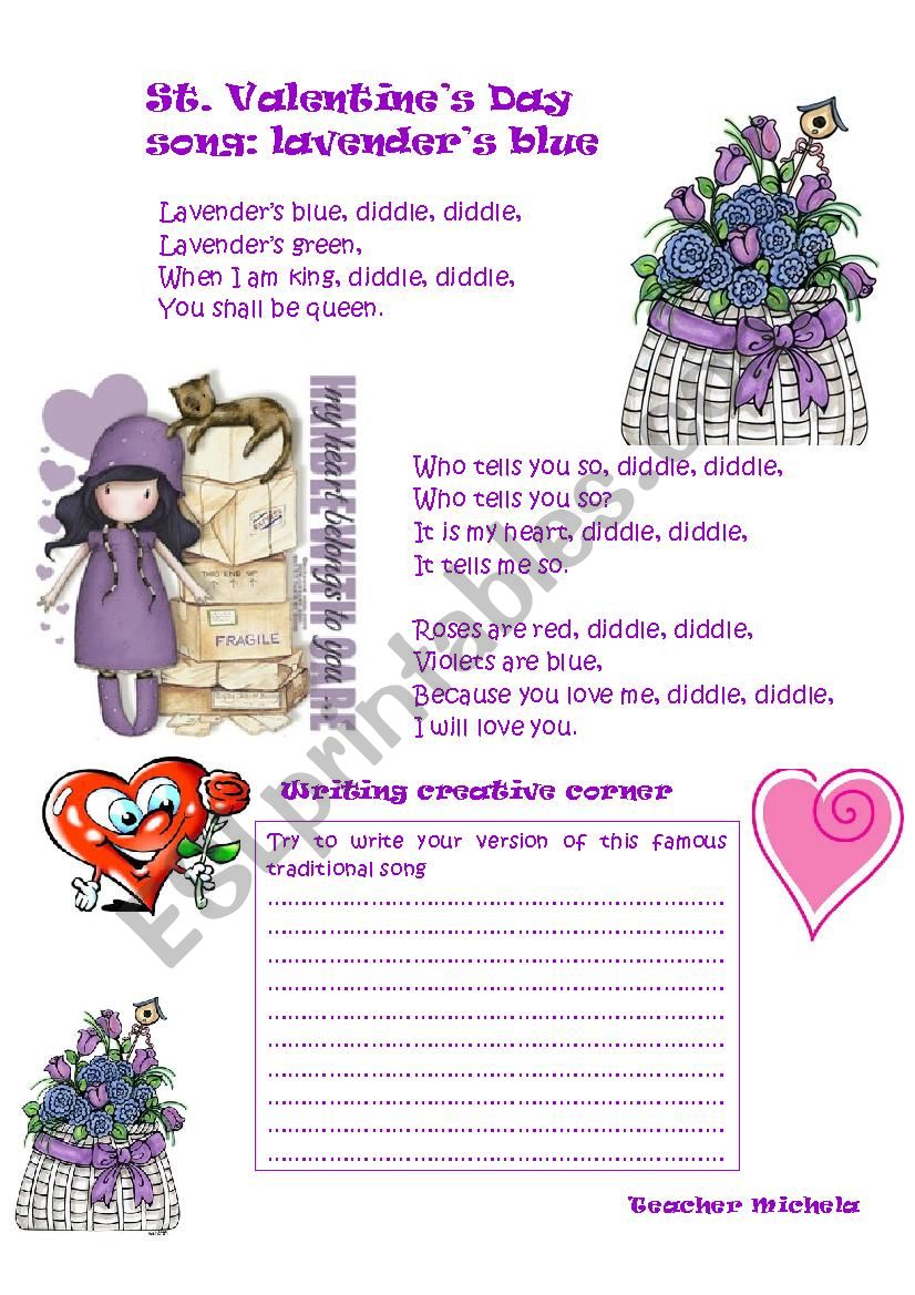 Lavenders blue worksheet