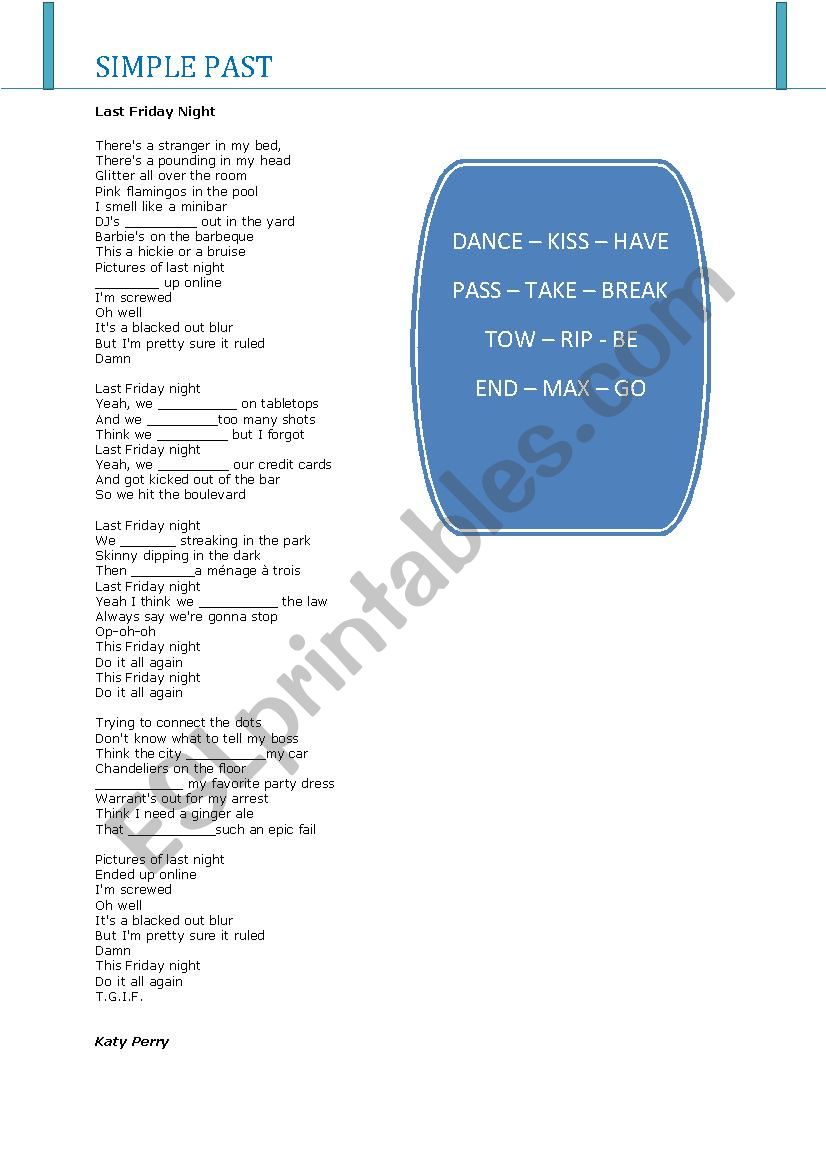  past simple worksheet