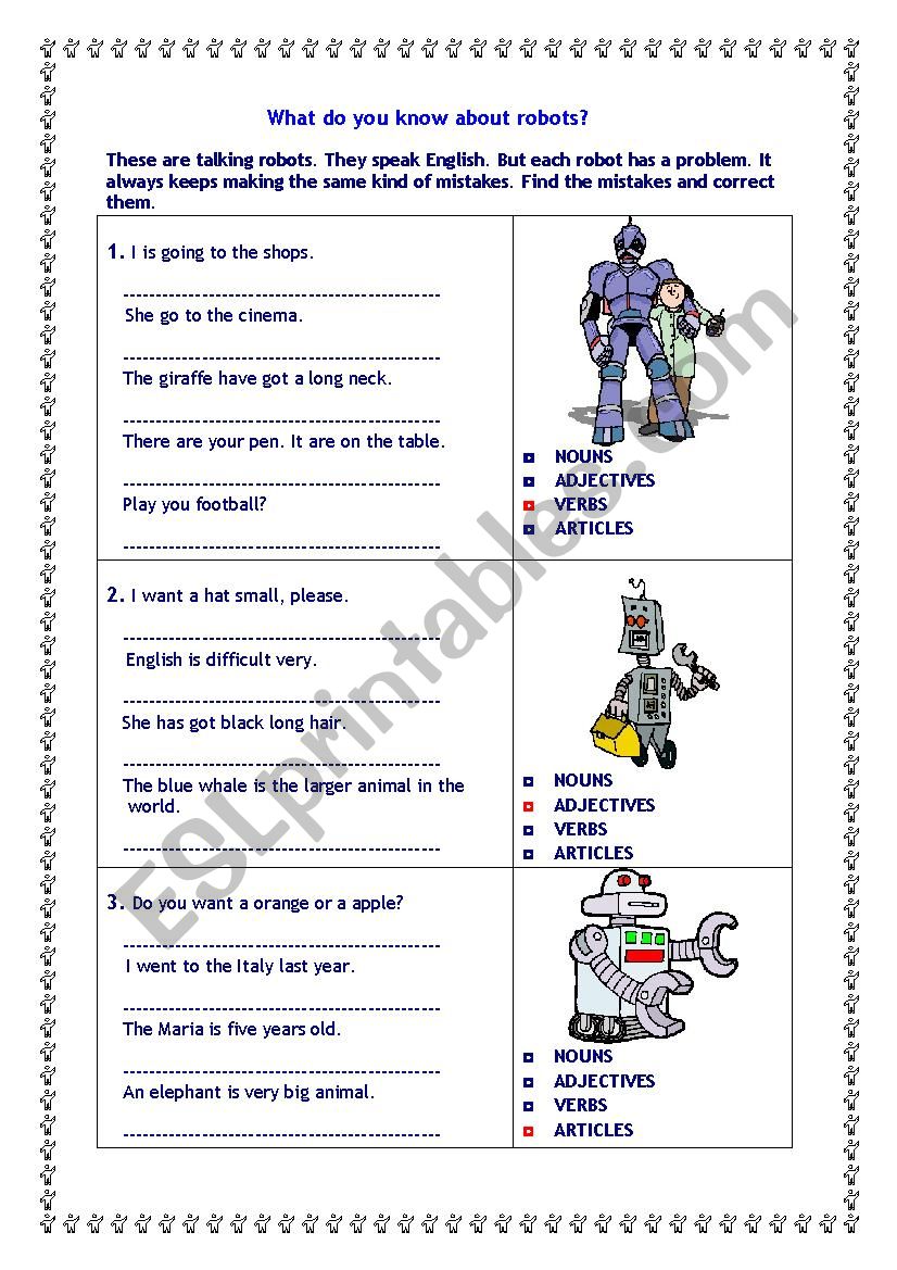 Robots worksheet