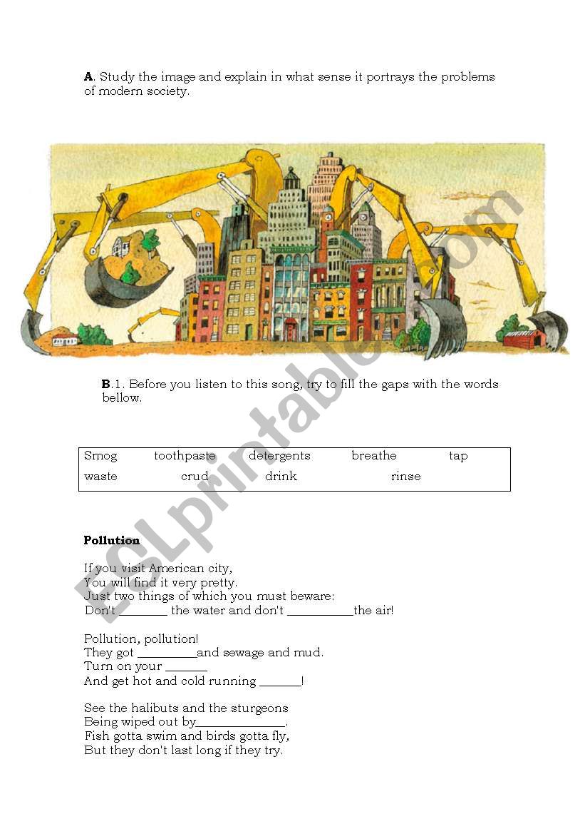 Pollution worksheet