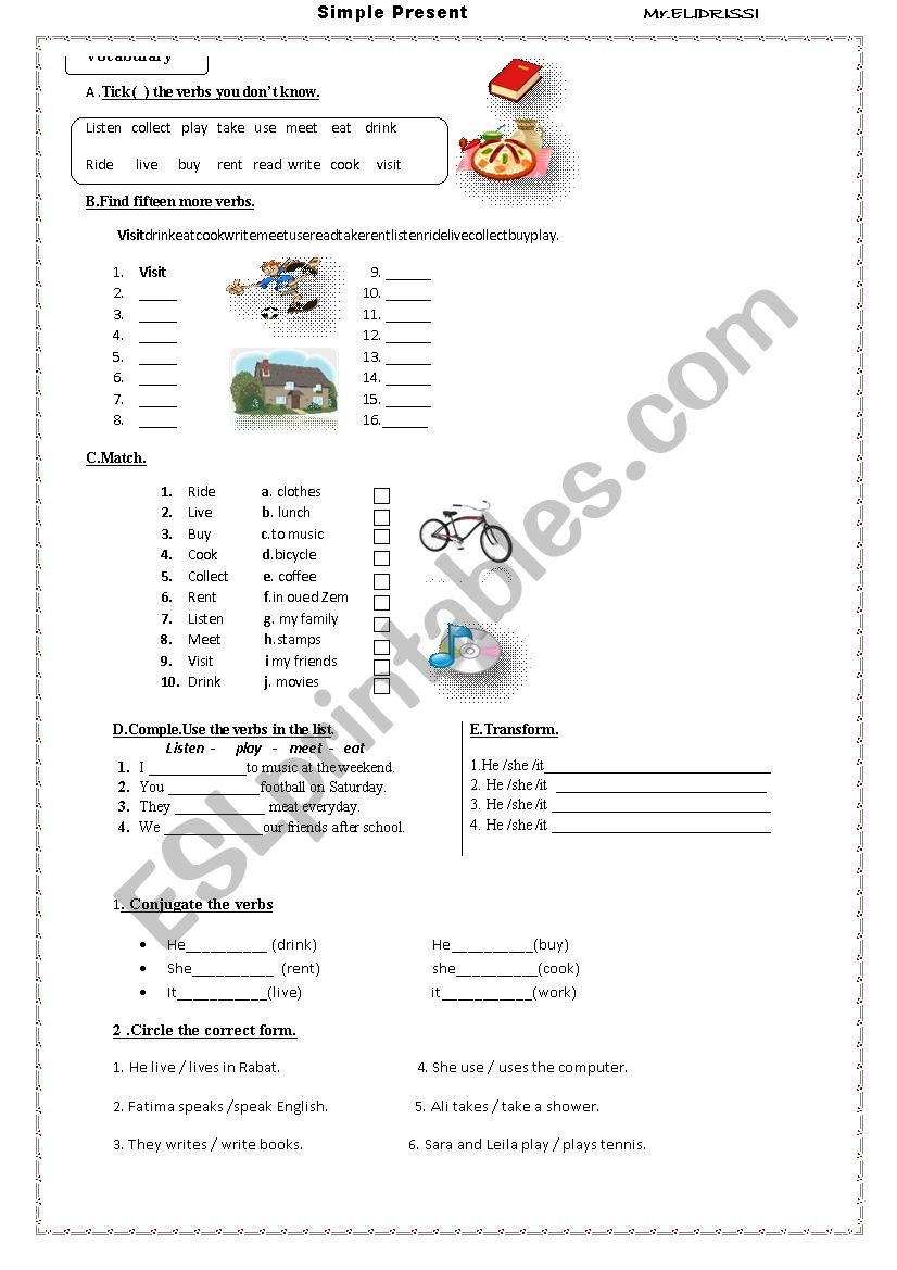 simple present worksheet